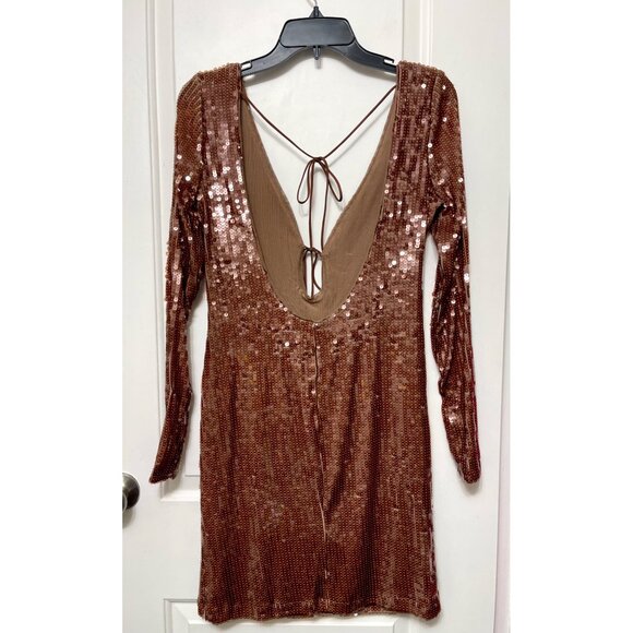 New Bardot Verona Cocktail Sequin Mini Dress in Chocolate Size 10 - Picture 7 of 12